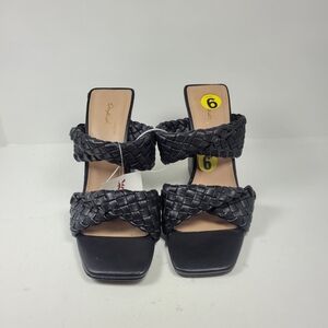 Cupid Black Woven Heeled Sandals